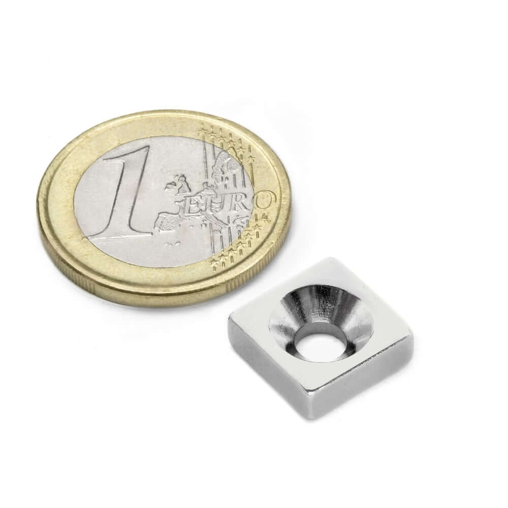 Blokmagnet til påskruning 20x20x4 mm – styrke 7,5 kg | Brisingi