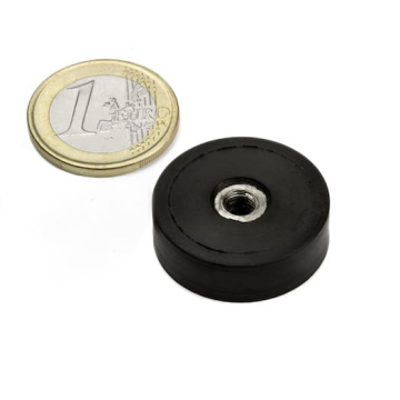 Gummibeklädd gripmagnet med invändig gängning 29x8 mm