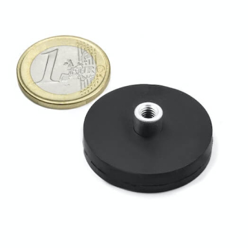 Gummibelagt pottemagnet med gevindbøsning 31x11 mm