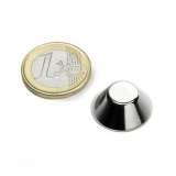 Neodym keglemagnet, Ø 20x10 mm, højde 8 mm