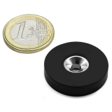 Rubber-coated screw-on disc magnet 28,5x6,5 mm