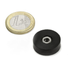 Rubber coated pot magnet with internal thread 20x6 mm
