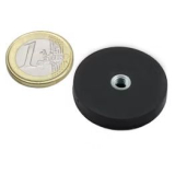 Rubber coated pot magnet with internal thread 31x6 mm