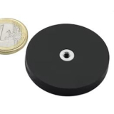 Rubber coated pot magnet with internal thread 43x6 mm