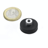 Rubber coated pot magnet with screw socket 22x11 mm