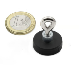 Rubber coated pot magnet 22 mm + eyelet