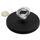 Rubber coated pot magnet 88 mm + eyelet