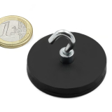 Rubber coated pot magnet 43 mm + hook 