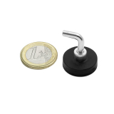 Rubber coated pot magnet 22 mm + angle hook 
