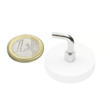 White rubber coated pot magnet 31 mm + angle hook 