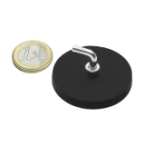 Rubber coated pot magnet 43 mm + angle hook 