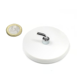 White rubber coated pot magnet 66 mm + angle hook 