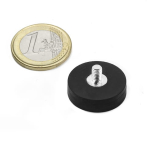 Rubber coated pot magnet with threaded stem 22x12 mm