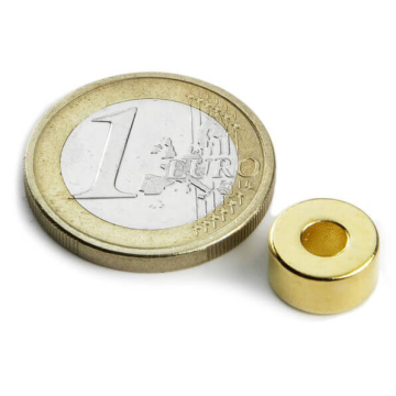 Neodym ring magnet, gold, Ø 10/4 mm, 5 mm