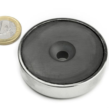 Ferrite countersunk pot magnet 60x15 mm