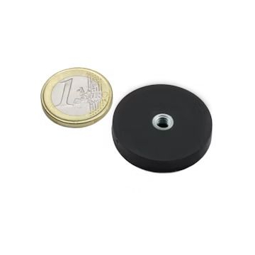 Rubber coated pot magnet with internal thread 31x6 mm