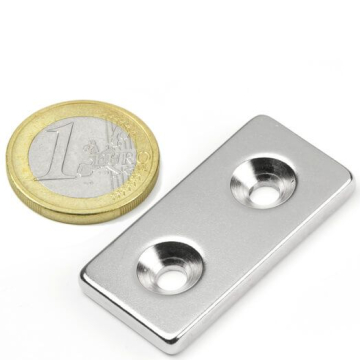 Screw-on block magnet 40x20x4 mm