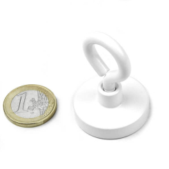 Pot magnet with eyelet, white 32x45 mm
