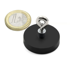 Rubber coated pot magnet 31 mm + eyelet