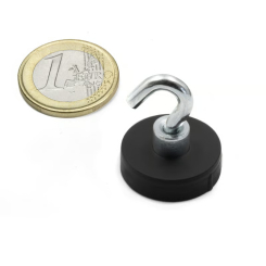 Rubber coated pot magnet 22 mm + hook 