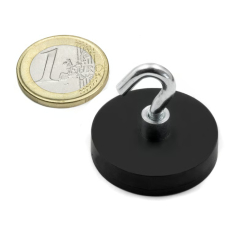 Rubber coated pot magnet 31 mm + hook 