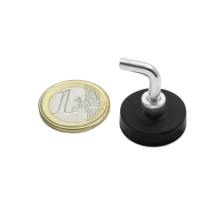 Rubber coated pot magnet 22 mm + angle hook 