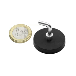 Rubber coated pot magnet 31 mm + angle hook 