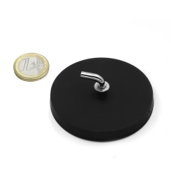 Rubber coated pot magnet 66 mm + angle hook 