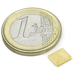 Blokmagnet guld 7x6x1,2 mm