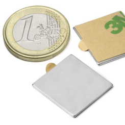 Blokmagnet m/lim, 20 styk, 20x20x1 mm