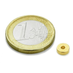 Ringmagnet Ø 6/2 mm, H 2 mm, guld