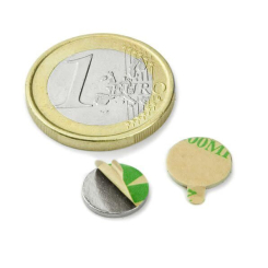 Neodym skivemagnet, m/lim, 10x1 mm