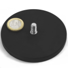 Rubber coated pot magnet with threaded stem 88x23 mm