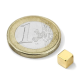 Neodym blokmagnet guld, 5x5x5 mm
