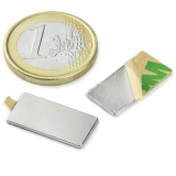 Neodym blokmagnet, m/lim, 20x10x1 mm