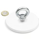 Vit gummibeklädd gripmagnet 88 mm med krokögla