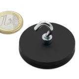 Rubber coated pot magnet 43 mm + hook 