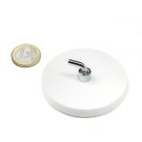 White rubber coated pot magnet 66 mm + angle hook 