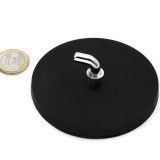 Rubber coated pot magnet 88 mm + angle hook 