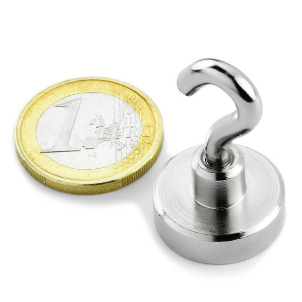 Krogmagnet 20x26 mm – styrke 13 kg, magnet med krog | Brisingi