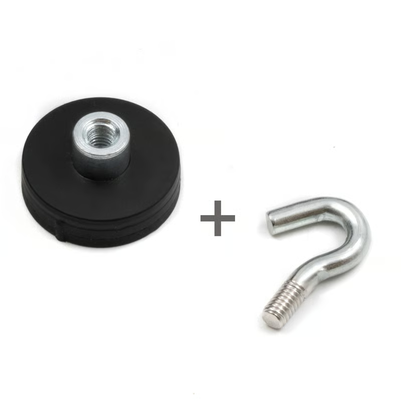 Rubber coated pot magnet 22 mm + hook