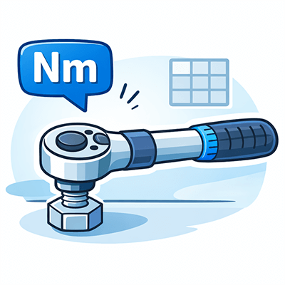 Illustration af momentnøgle og Nm